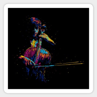 cello player abstract Sticker